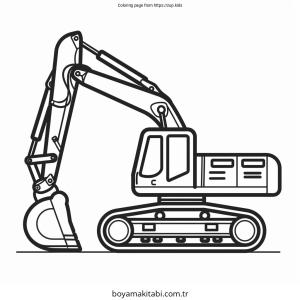 Ekskavatör boyama sayfası – el becerilerini geliştirir, boyama çalışması