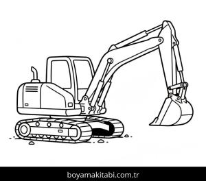 Ekskavatör boyama sayfası – sevimli karakter, sanatsal çalışma