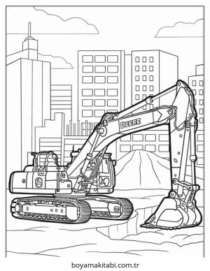 Ekskavatör boyama sayfası – çocuk aktivitesi, PDF indir