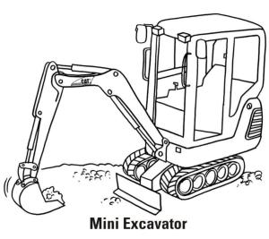 Ekskavatör boyama sayfası,  coloring page, Mini ekskavatör, 