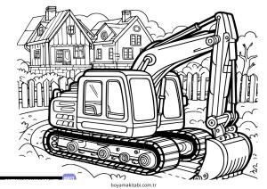 Ekskavatör boyama sayfası – el becerilerini geliştirir, boyama çalışması