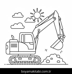 Ekskavatör boyama sayfası – eğlenceli etkinlik, el becerilerini geliştirir