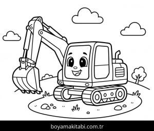 Ekskavatör boyama sayfası – el becerilerini geliştirir, boyama çalışması