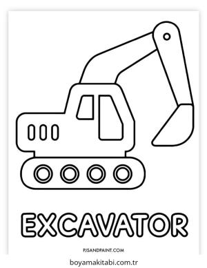 Ekskavatör boyama sayfası – sevimli karakter, sanatsal çalışma
