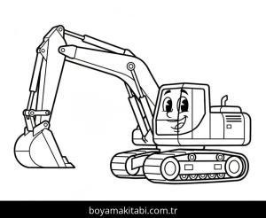 Ekskavatör boyama sayfası – çocuklar için, çizgi film temalı