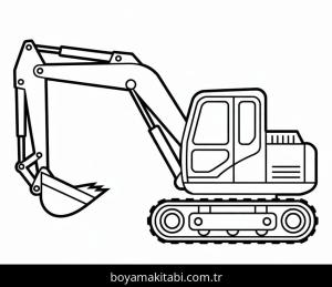 Ekskavatör boyama sayfası – PDF indir, sevimli karakter
