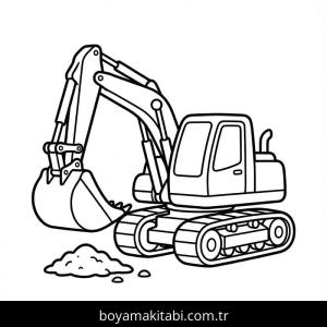 Ekskavatör boyama sayfası – çocuk aktivitesi, PDF indir