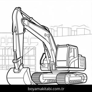Ekskavatör boyama sayfası – çocuk aktivitesi, PDF indir
