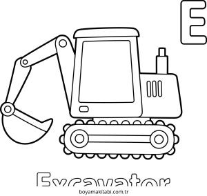 Ekskavatör boyama sayfası – eğlenceli etkinlik, el becerilerini geliştirir