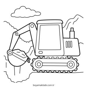 Ekskavatör boyama sayfası – çocuklar için, çizgi film temalı