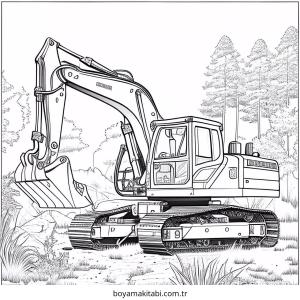 Ekskavatör boyama sayfası – evde etkinlik, ücretsiz yazdır