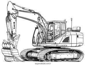 Ekskavatör boyama sayfası – boyama çalışması, yaratıcılığı geliştirir