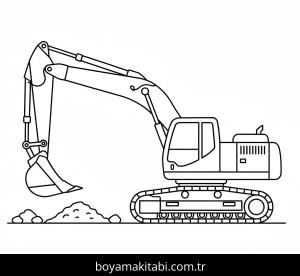 Ekskavatör boyama sayfası – çizgi film temalı, basit çizim