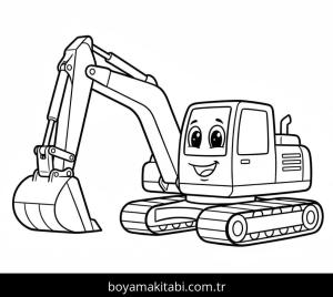 Ekskavatör boyama sayfası – kolay boyama, eğitici aktivite