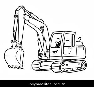 Ekskavatör boyama sayfası – kolay boyama, eğitici aktivite