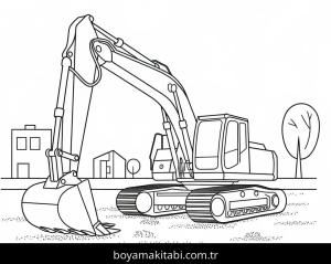 Ekskavatör boyama sayfası – renkli çizimler, okul öncesi