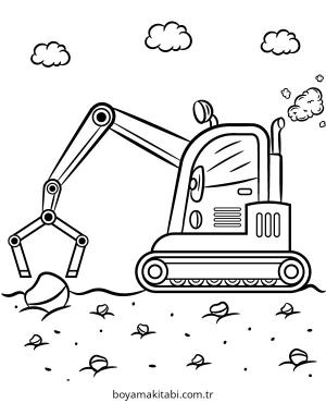 Ekskavatör boyama sayfası – evde etkinlik, ücretsiz yazdır