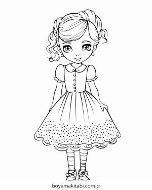 Elbise boyama sayfası – PDF indir, sevimli karakter