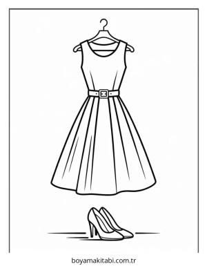 Elbise boyama sayfası – PDF indir, sevimli karakter