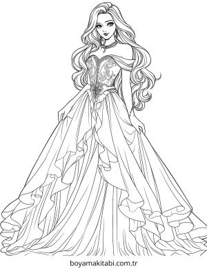 Elbise boyama sayfası – sevimli karakter, sanatsal çalışma