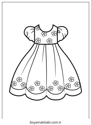 Elbise boyama sayfası – basit çizim, kolay boyama