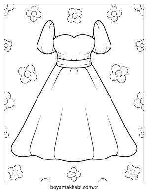 Elbise boyama sayfası – basit çizim, kolay boyama