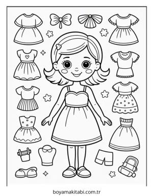 Elbise boyama sayfası – renkli çizimler, okul öncesi