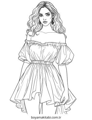 Elbise boyama sayfası – çocuk aktivitesi, PDF indir