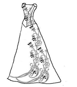 Elbise boyama sayfası,  coloring page, Çiçekli Elbise, 