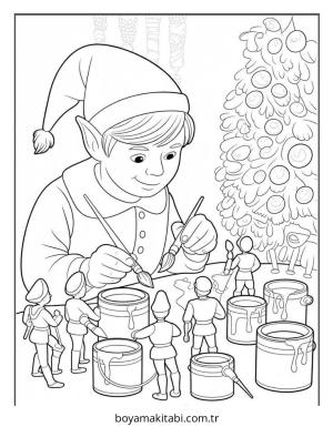 Elf boyama sayfası – çocuklar için, çizgi film temalı