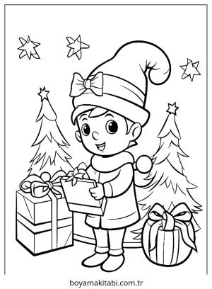 Elf boyama sayfası – boyama etkinliği, çocuk aktivitesi