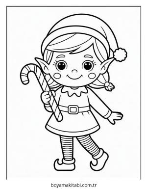 Elf boyama sayfası – renkli çizimler, okul öncesi