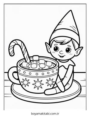 Elf boyama sayfası – çizgi film temalı, basit çizim