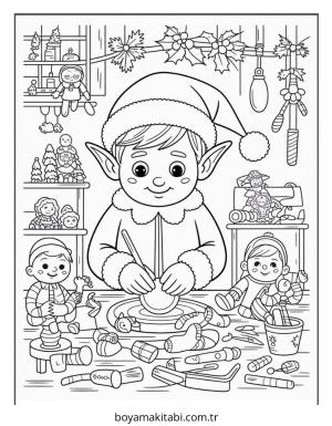 Elf boyama sayfası – okul öncesi, evde etkinlik
