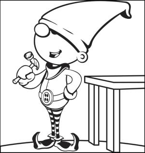 Elf boyama sayfası,  coloring page, Elf çekiç Tutan, 