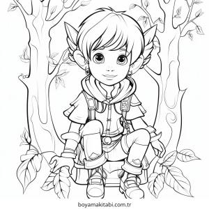 Elf boyama sayfası – basit çizim, kolay boyama