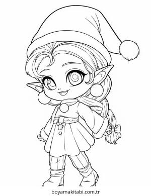 Elf boyama sayfası – evde etkinlik, ücretsiz yazdır