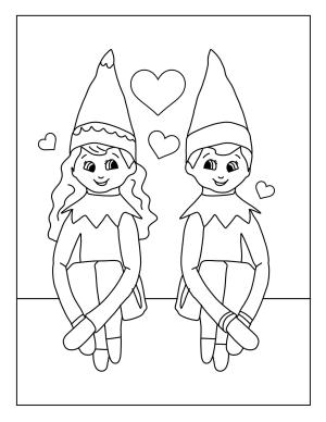 Elf boyama sayfası,  coloring page, Oturan Çift Elf, 