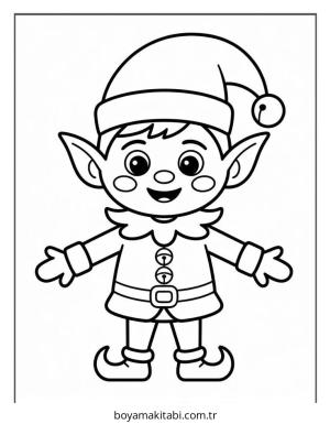 Elf boyama sayfası – çizgi film temalı, basit çizim