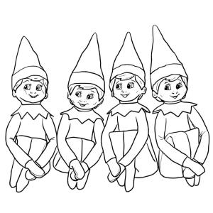 Elf boyama sayfası,  coloring page, Oturan Dört Elf, 