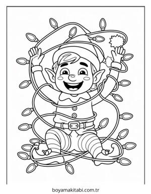 Elf boyama sayfası – çocuk aktivitesi, PDF indir