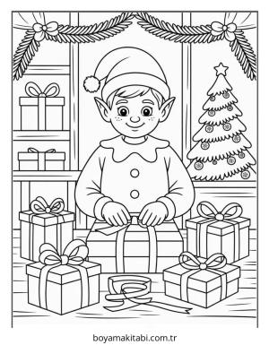 Elf boyama sayfası – keyifli zaman, renkli çizimler