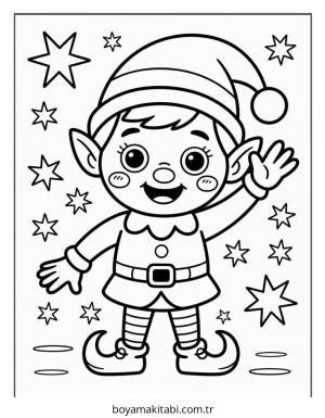 Elf boyama sayfası – PDF indir, sevimli karakter