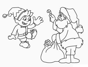 Elf boyama sayfası,  coloring page, Elf ve Noel Baba, 