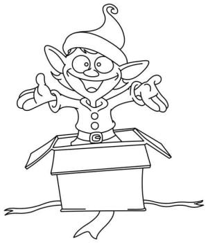 Elf boyama sayfası,  coloring page, Kutudaki Mutlu Elf, 