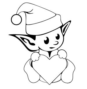 Elf boyama sayfası,  coloring page, Kalp tutan şirin Elf, 