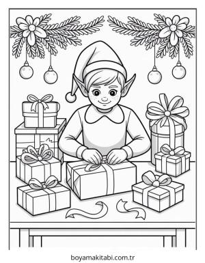 Elf boyama sayfası – PDF indir, sevimli karakter