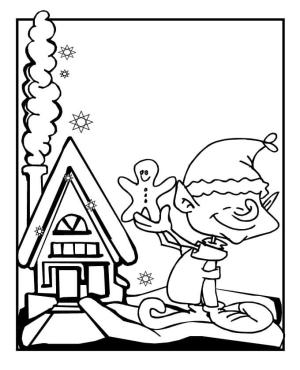 Elf boyama sayfası,  coloring page, Zencefilli Kurabiye tutan Elf, 