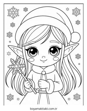 Elf boyama sayfası – çocuklar için, çizgi film temalı