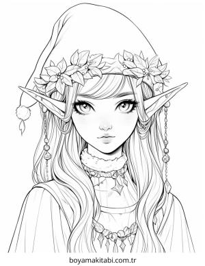 Elf boyama sayfası – çizgi film temalı, basit çizim